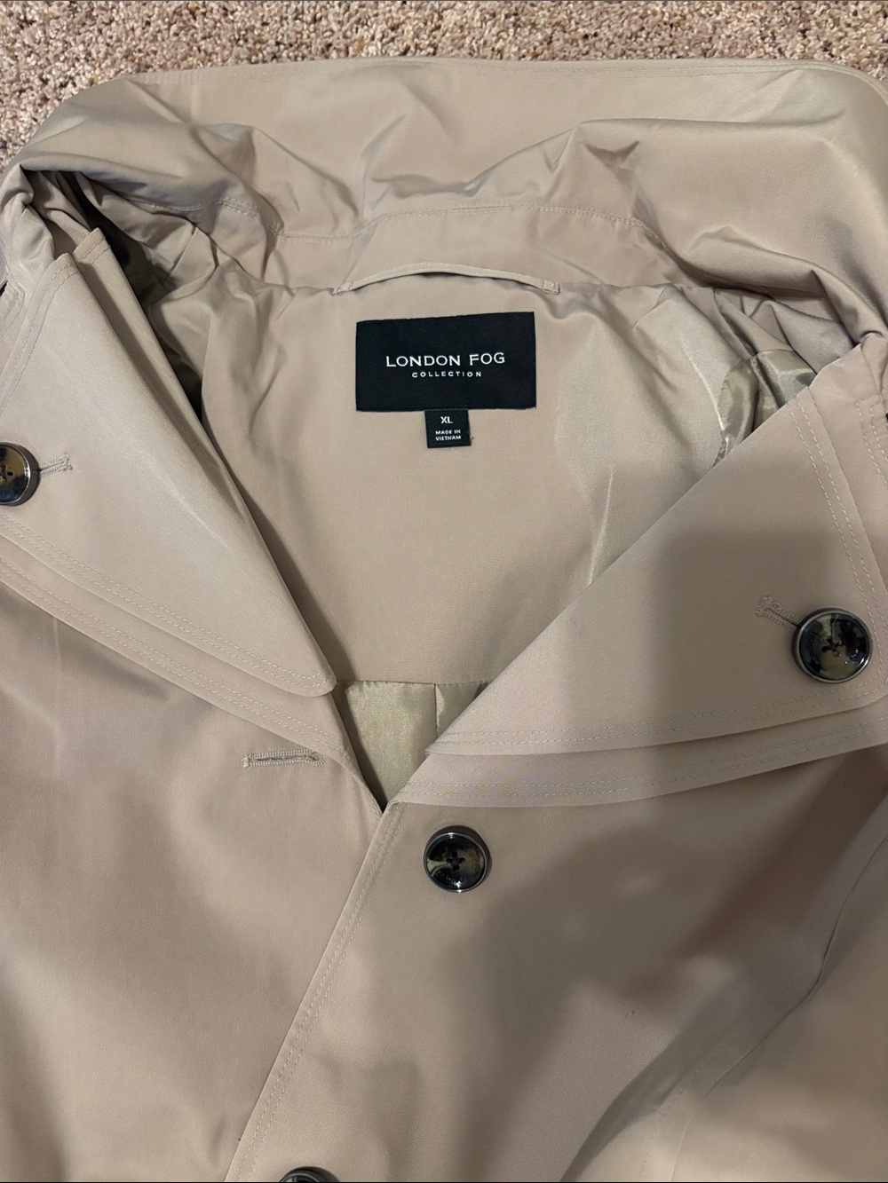 London Fog Stone Beige Trench Coat with Belt - Picture 5 of 7